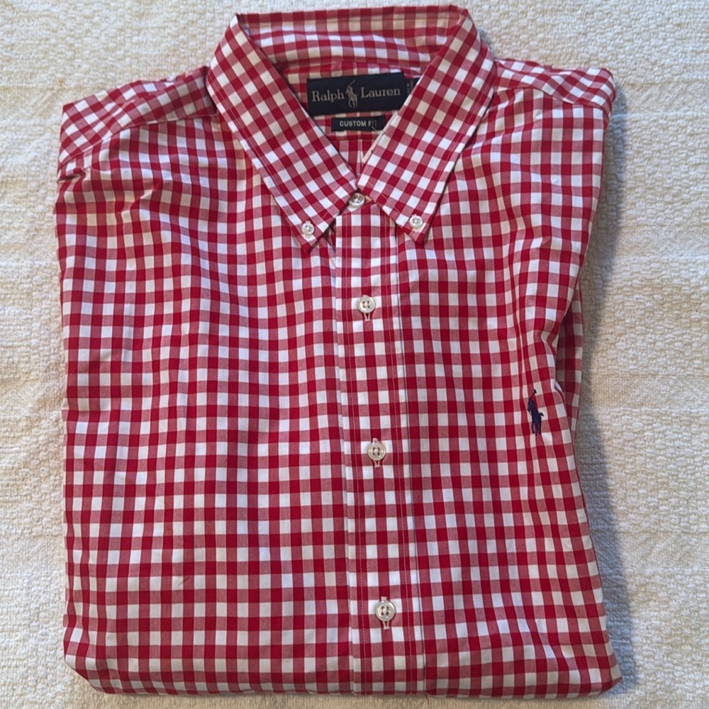Men’s red plaid dress shirt